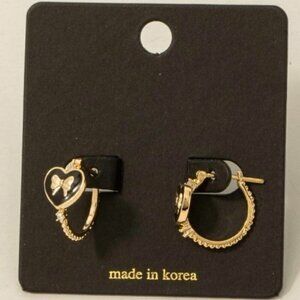 AMINI BLACK HEART BOW HOOP EARRINGS